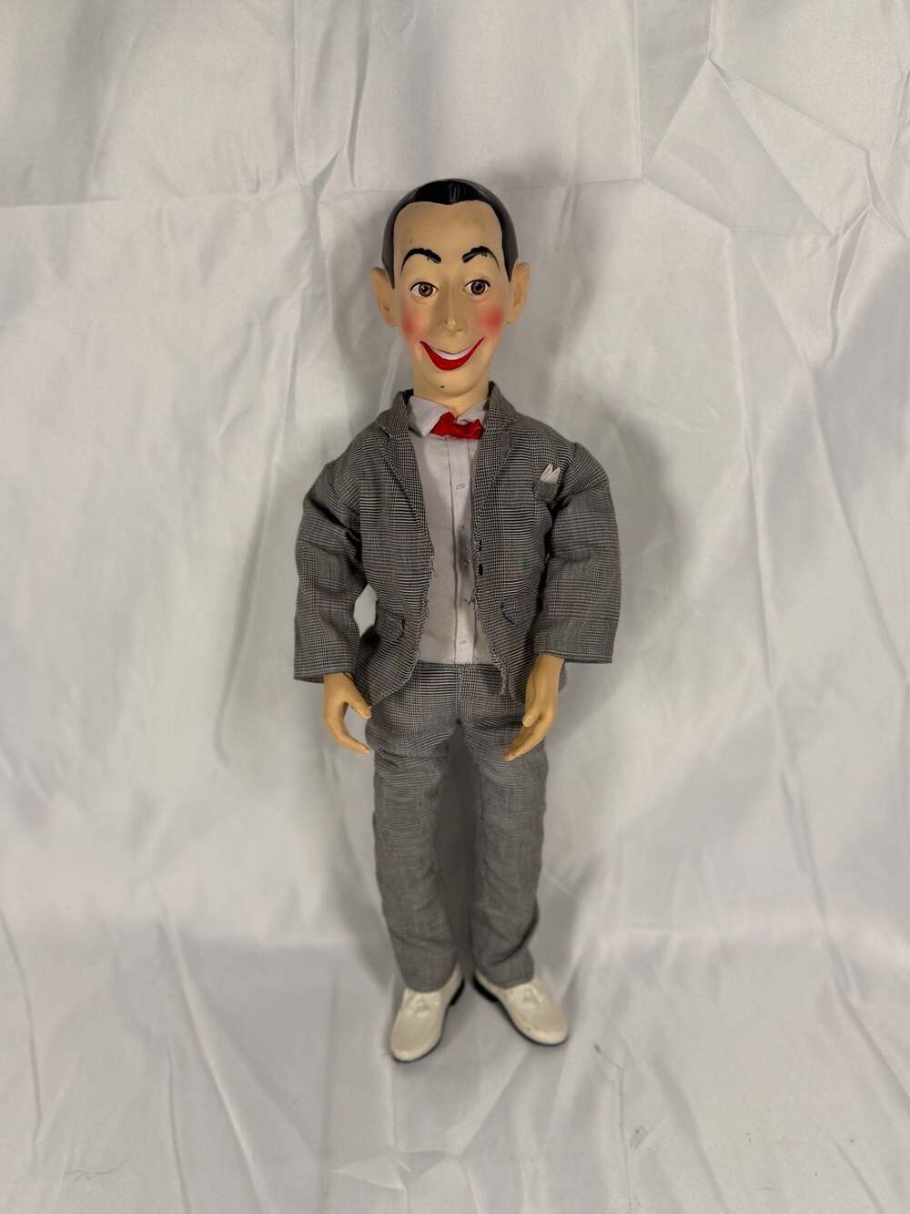 Vintage 1980s Pee-Wee Herman Pull String Talking Doll with Grey Suit